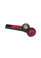 PieceMaker Karma silicone smoking hand pipe in Burnout Black with stainless steel bowl screen and spill-proof cap