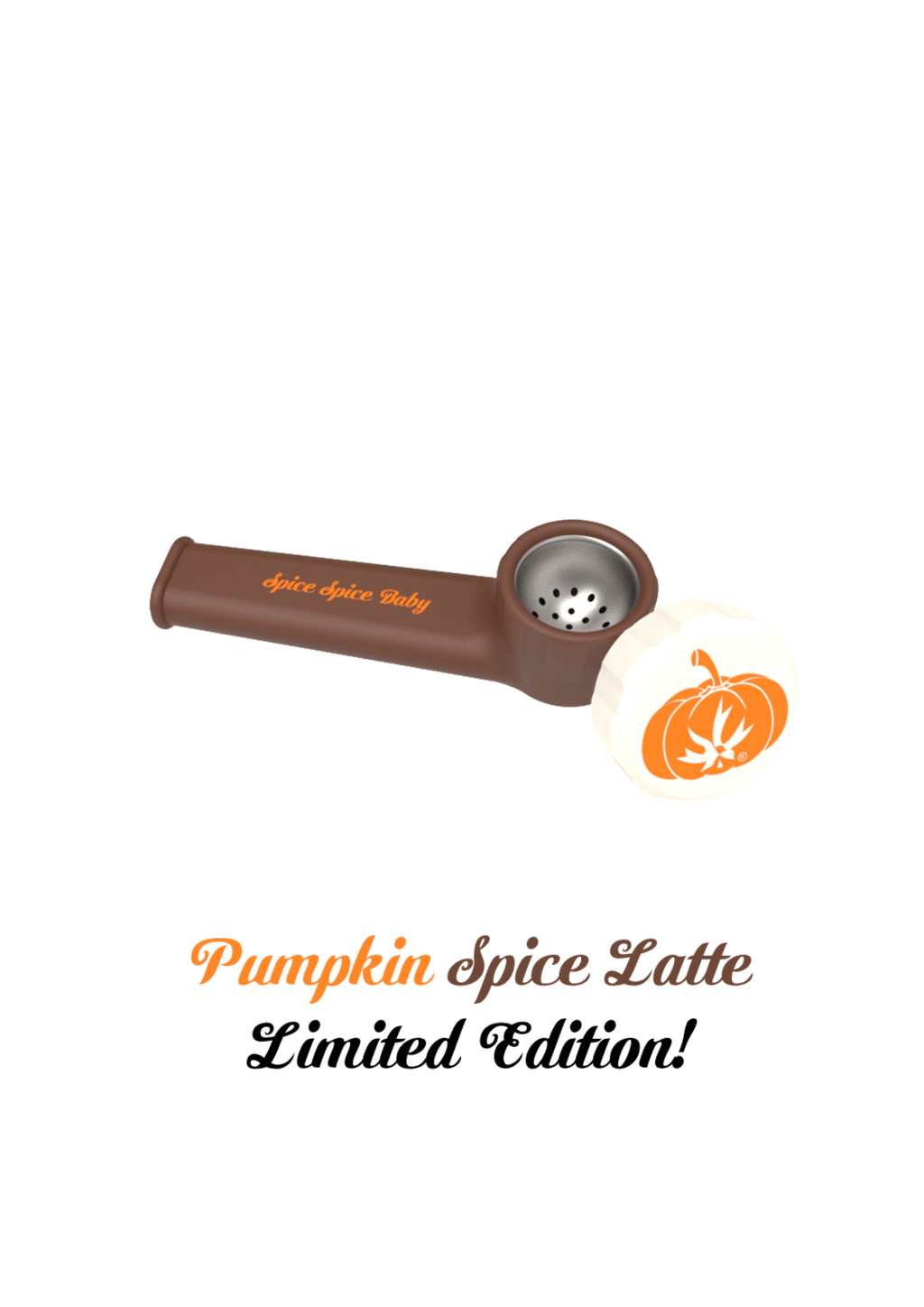 PieceMaker Karma silicone smoking hand pipe in Pumpkin Spice Latte with stainless steel bowl screen and spill-proof cap