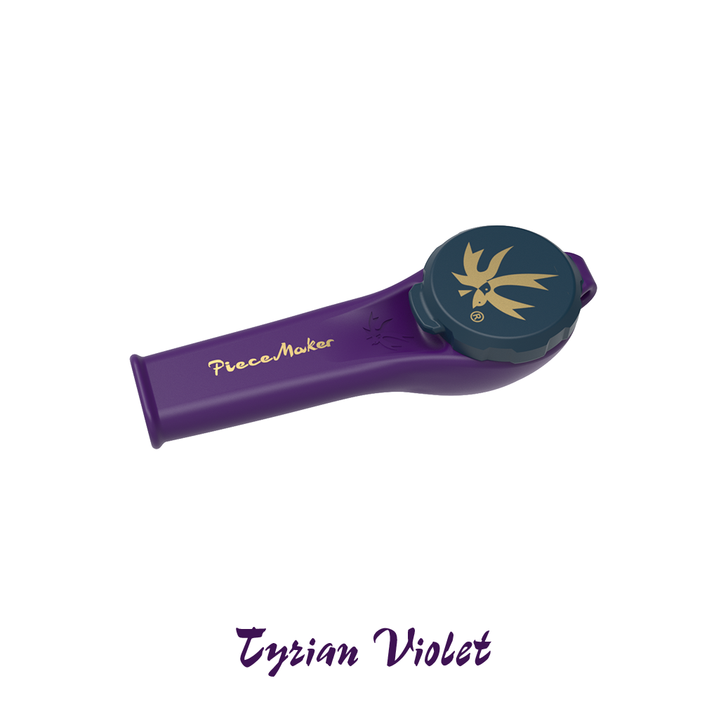 PieceMaker Kayo silicone hand pipe in Tyrian Violet with integrated glass bowl screen and attached spill-proof cap